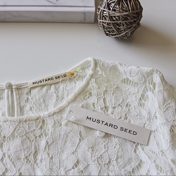 Mustard Seed Bell Crop White Top - Picture 3 of 5